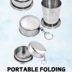 Portable Folding Stainless Steel Travel Camping Water Mug Cup Glass (Silver)