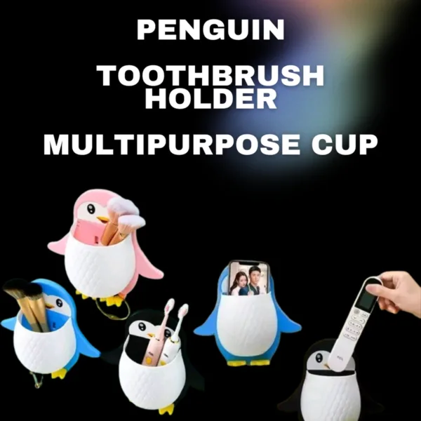 Wall Mount Penguin Toothbrush Holder Multipurpose Cup (PACK OF 3)