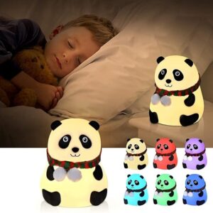 Silicone Panda Touch Lamp Night Light for Kids Lover Gifts for Teen Girls Boys Nightlight Lamp Cute Aesthetic Baby Room Decor Gifts for Girlfreinds Item with 7 multicolur
